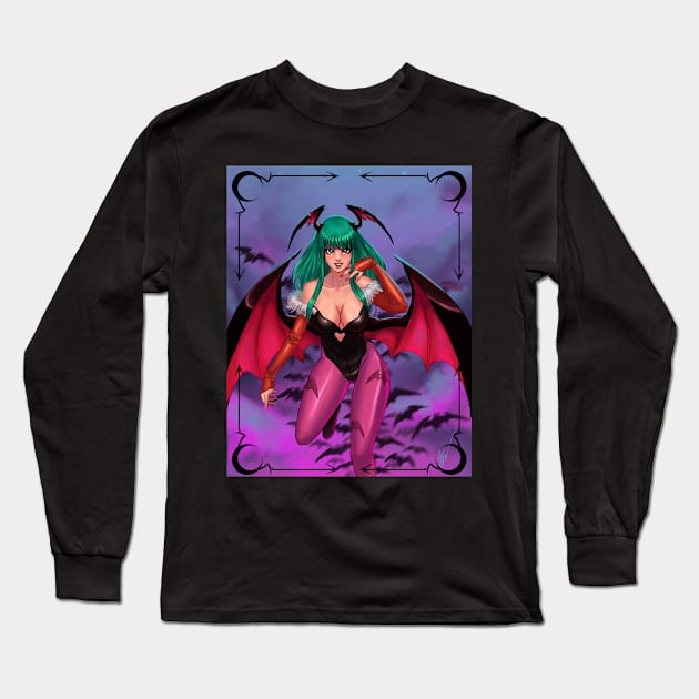 Morrigan Aensland Long Sleeve T-Shirt by rafafloresart